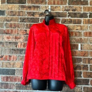 Boston Traveler Red Roses Long Sleeves Button Up Shirt Vintage Women’s Size:12
